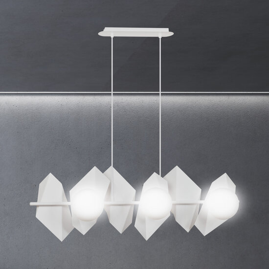Assens witte hanglamp met melkglas witte bollen 6x E14