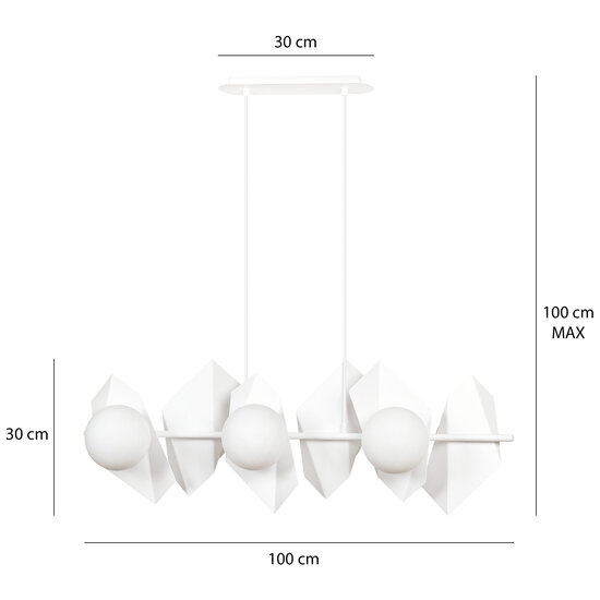 Emibig Emibig Lámpara colgante blanca Assens con bombillas de vidrio esmerilado 6x E14 - Ideal para una iluminación elegante y acogedora en cualquier habitación