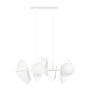 Emibig Lampe suspendue large blanche Assens avec 4 ampoules en verre dépoli E14