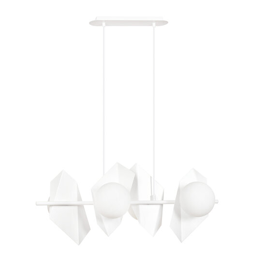 Assens white wide pendant lamp with 4 frosted glass bulbs E14