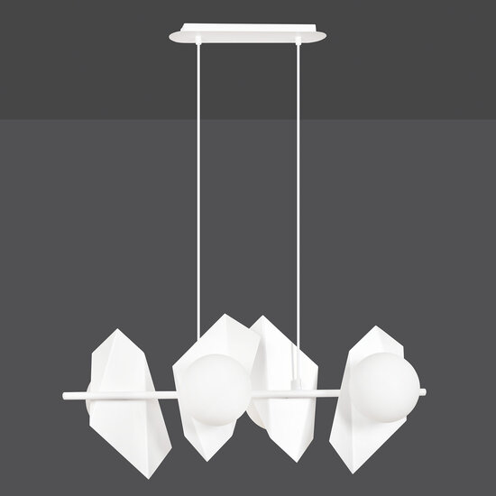 Assens white wide pendant lamp with 4 frosted glass bulbs E14