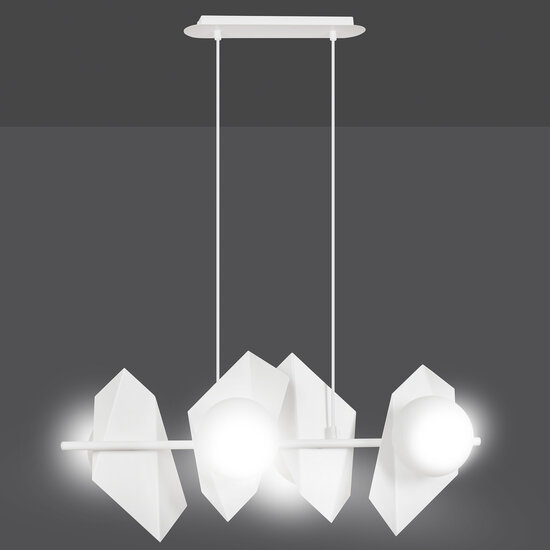 Assens white wide pendant lamp with 4 frosted glass bulbs E14