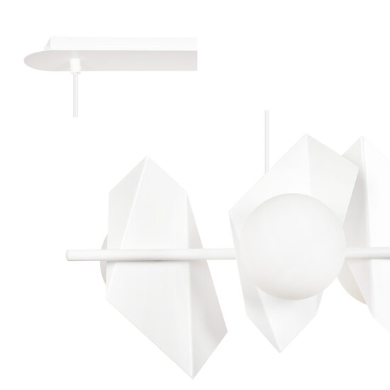 Assens white wide pendant lamp with 4 frosted glass bulbs E14