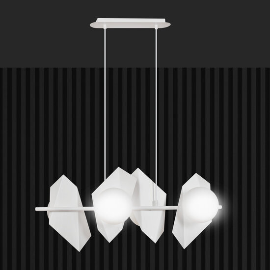 Assens white wide pendant lamp with 4 frosted glass bulbs E14