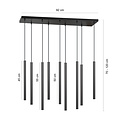 Gribskov black impressive hanging lamp with long tubes 2cm diameter 9x G9