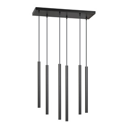Emibig Gribskov brede hanglamp met lange kokers zwart 2cm diameter 6x G9