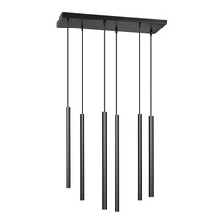 Gribskov wide hanging lamp with long tubes black 2cm diameter 6x G9