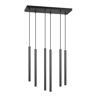 Gribskov lampe suspendue large avec tubes longs noir 2cm diamètre 6x G9