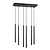 Gribskov wide hanging lamp with long tubes black 2cm diameter 6x G9