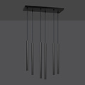 Gribskov wide hanging lamp with long tubes black 2cm diameter 6x G9