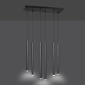 Gribskov wide hanging lamp with long tubes black 2cm diameter 6x G9