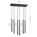 Gribskov large suspension avec tubes longs noir 2cm diamètre 6x G9