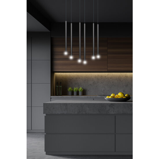 Gribskov wide hanging lamp with long tubes black 2cm diameter 6x G9