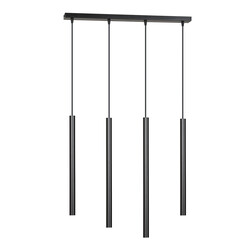 Gribskov longue suspension noire avec tubes longs 2cm diamètre 4x G9