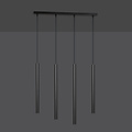 Gribskov longue suspension noire avec tubes longs 2cm diamètre 4x G9