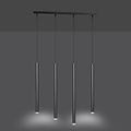 Gribskov long black pendant lamp with long tubes 2cm diameter 4x G9