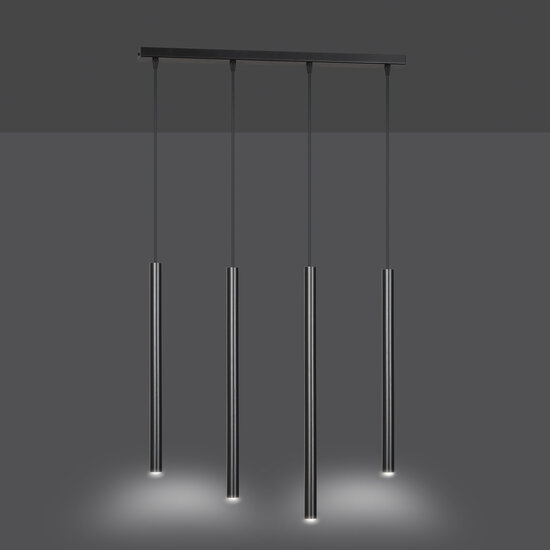 Emibig Gribskov lange schwarze Pendelleuchte mit langen Röhren 2 cm Durchmesser 4x G9 - Ideal für moderne Innenräume