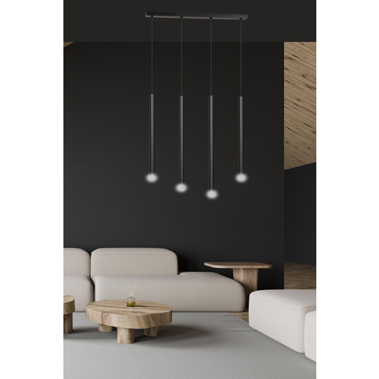 Gribskov longue suspension noire avec tubes longs 2cm diamètre 4x G9