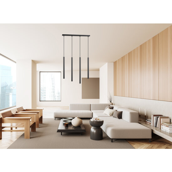 Emibig Emibig Gribskov lámpara colgante negra larga con tubos largos 2cm diámetro 4x G9 - Ideal para interiores modernos