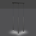 Gribskov 3x G9 black hanging lamp with long tubes 2cm diameter