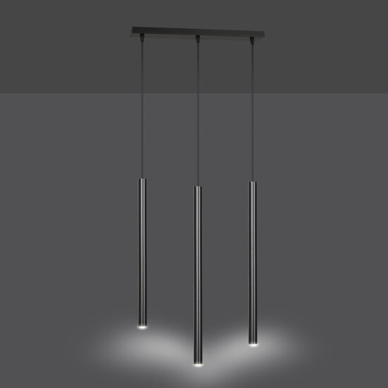 Gribskov 3x Lampe à suspension noire G9 avec tubes longs de 2 cm de diamètre