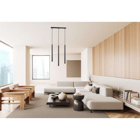 Gribskov 3x Lampe à suspension noire G9 avec tubes longs de 2 cm de diamètre