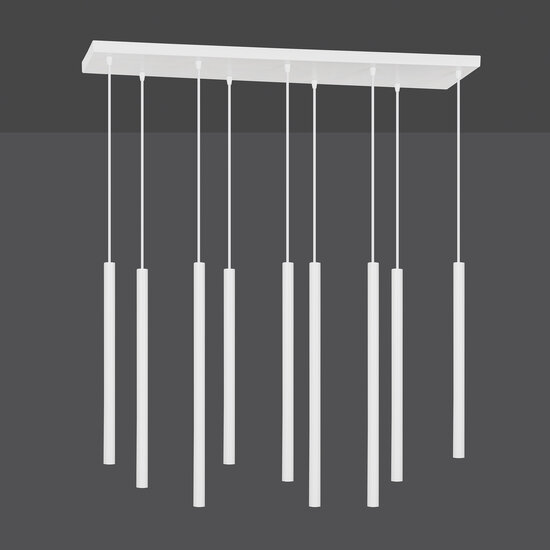 Syddjurs witte indrukwekkende hanglamp met lange kokers 2cm diameter 9x G9