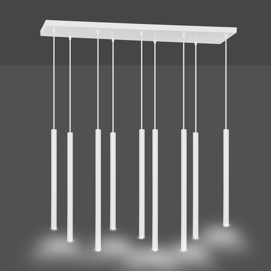 Emibig Emibig Syddjurs weiße, beeindruckende Hängelampe mit langen Röhren, 2 cm Durchmesser, 9 x G9 - Perfekte Beleuchtung für jeden Raum