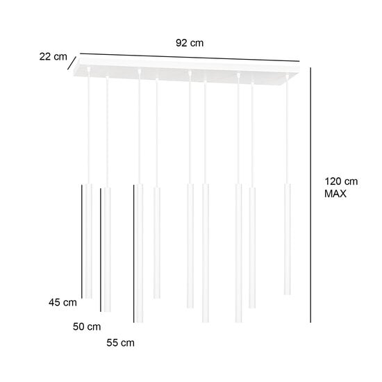 Emibig Emibig Syddjurs witte indrukwekkende hanglamp met lange kokers 2cm diameter 9x G9 - Perfecte verlichting voor elke ruimte