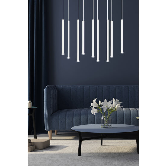 Emibig Emibig Syddjurs lampe suspendue blanche impressionnante avec tubes longs 2cm diamètre 9x G9 - Éclairage parfait pour chaque espace