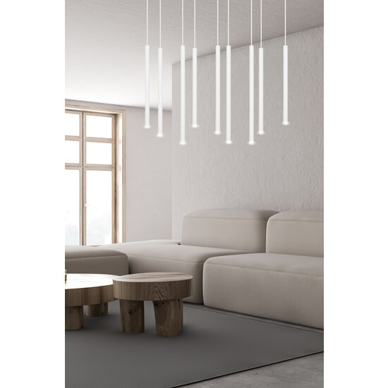 Syddjurs witte indrukwekkende hanglamp met lange kokers 2cm diameter 9x G9
