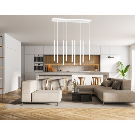 Syddjurs witte indrukwekkende hanglamp met lange kokers 2cm diameter 9x G9