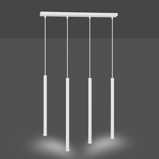 Syddjurs lange weiße Pendelleuchte mit langen Röhren 2 cm Durchmesser 4x G9