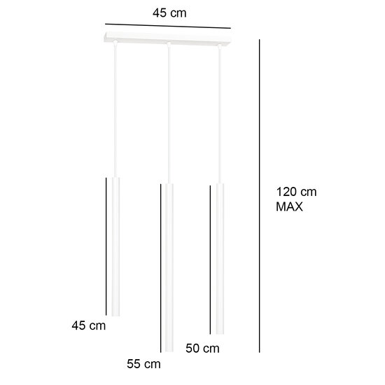 Syddjurs 3x G9 weiße Hängelampe mit langen Röhren mit 2 cm Durchmesser
