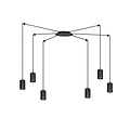 Vantaa zwarte regelbare spider hanglamp met 6 zwarte kokers metaal GU10
