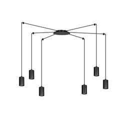 Vantaa suspension araignée orientable noire avec 6 tubes noirs métal GU10