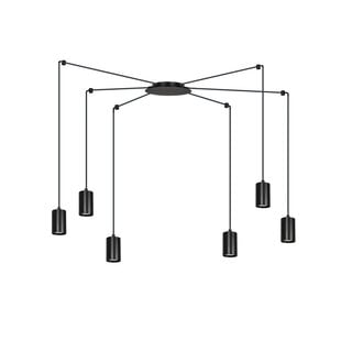 Vantaa lampe suspendue araignée noire réglable avec 6 tubes noirs en métal GU10