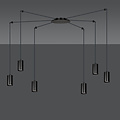 Vantaa zwarte regelbare spider hanglamp met 6 zwarte kokers metaal GU10