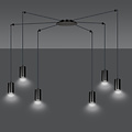 Vantaa zwarte regelbare spider hanglamp met 6 zwarte kokers metaal GU10