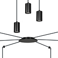 Vantaa suspension araignée orientable noire avec 6 tubes noirs métal GU10