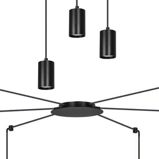 Emibig Emibig Vantaa black adjustable spider hanging lamp with 6 black tubes metal GU10 - Ideal for modern interiors
