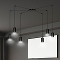 Vantaa suspension araignée orientable noire avec 6 tubes noirs métal GU10