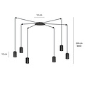 Vantaa zwarte regelbare spider hanglamp met 6 zwarte kokers metaal GU10