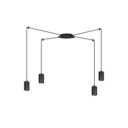 Vantaa suspension araignée moyenne noire avec 4 tubes noirs métal GU10