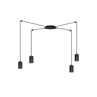 Vantaa lampe suspendue araignée noire moyenne avec 4 tubes noirs en métal GU10