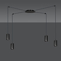 Vantaa medium black spider hanging lamp with 4 black tubes metal GU10