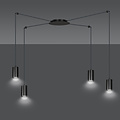 Vantaa medium zwarte spider hanglamp met 4 zwarte kokers metaal GU10