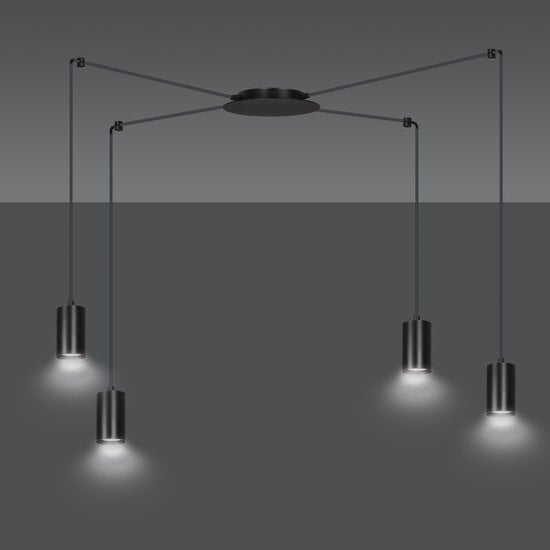 Emibig Emibig Vantaa medium black spider hanging lamp with 4 black tubes metal GU10 - Ideal lighting for your living room