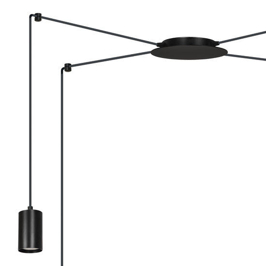 Vantaa suspension araignée moyenne noire avec 4 tubes noirs métal GU10