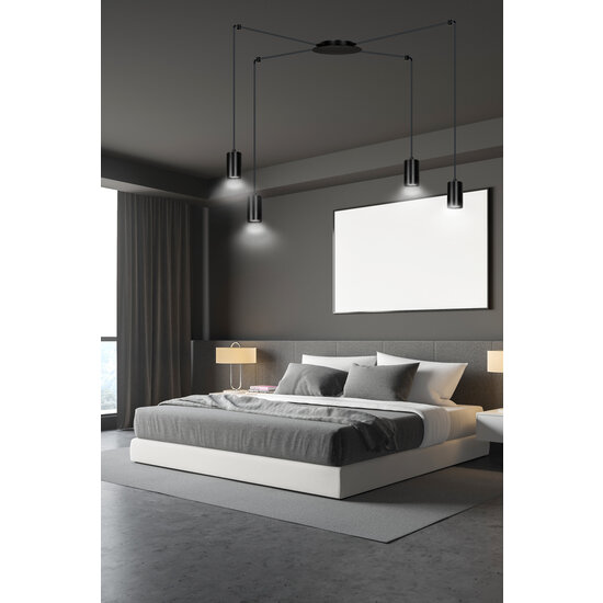 Vantaa medium black spider hanging lamp with 4 black tubes metal GU10
